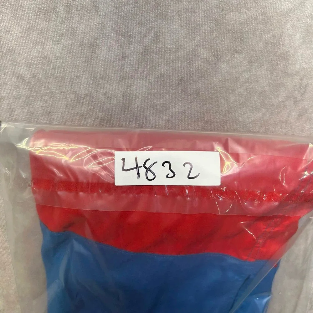 Chubbies Mens Size Large Blue Red Colorblock Swim Trunks USA Drawstring